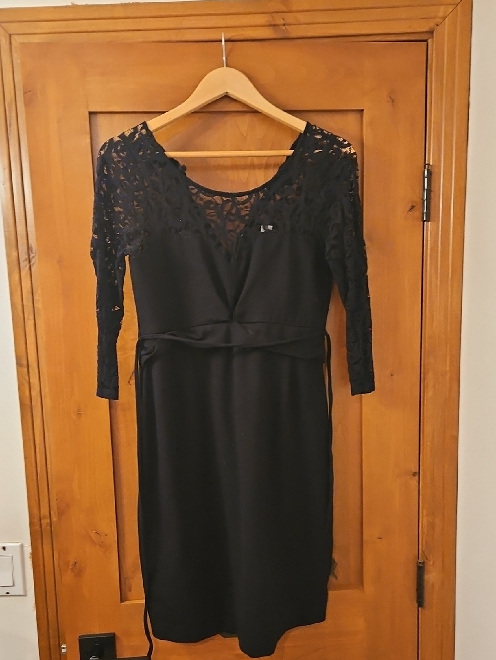 Motherhood Maternity Black Lace-Detail Long Sleeve Dress